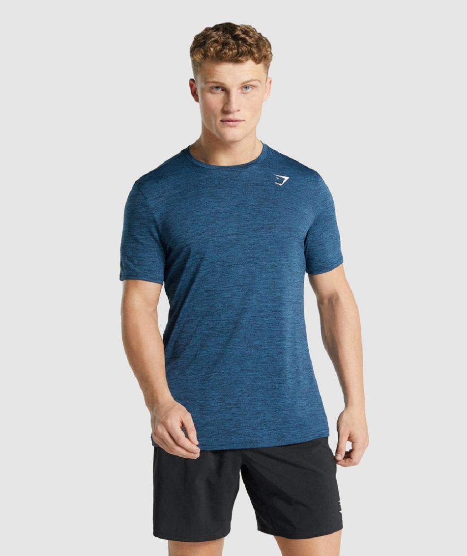 T Shirts Gymshark Arrival Marl Hombre Azul Marino | CO 3335DFM